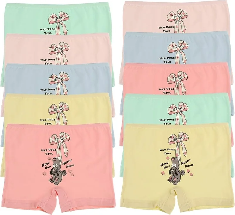 Donella 10 Pcs Colored Dog Printed Girl's Shorts - 425037