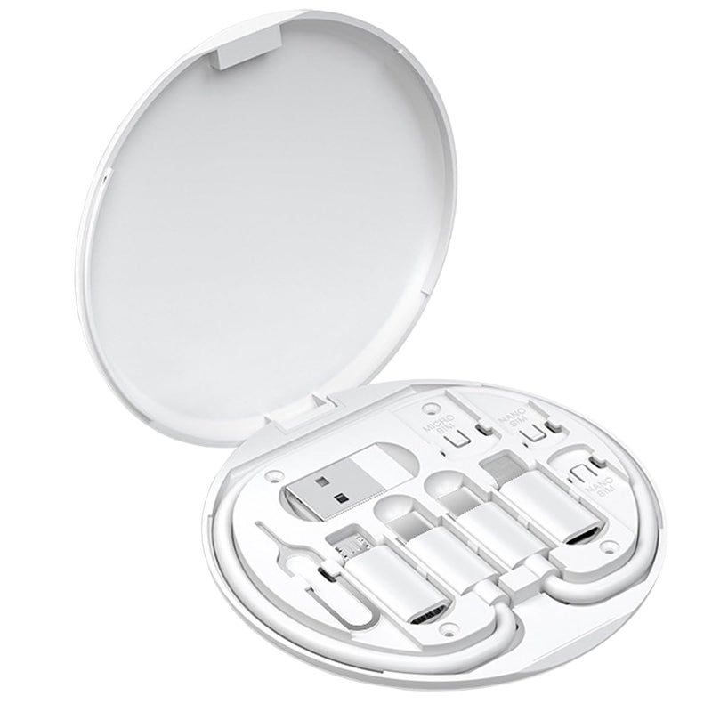 Azvegr Multi USB Charging Adapter Cable Kit, C to iOS Device Cable Box, Conversion Set USB A & Type C to Male Micro/Type C/iOS Device, Data Transfer, Card Storage, Tray Eject Pin, Phone Holder (White) - Image 2
