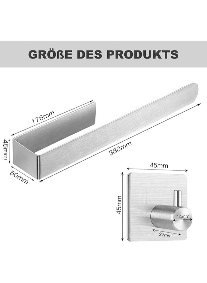 VOXIV حامل مناشف - رف مناشف مثبت على الحائط للحمام أو المطبخ - قضيب مناشف معدني متين ومقاوم للصدأ بتصميم عصري موفر للمساحة - Image 2