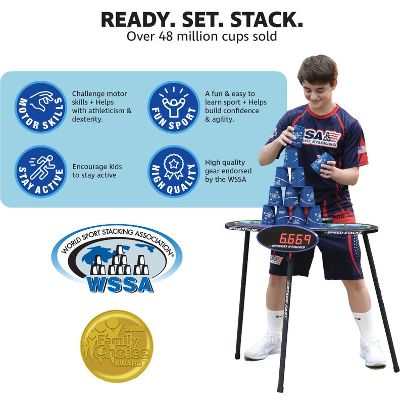 Speed Stacks Official Sport Stacking Set Blue 12 Cups and Holding stem Top Grade Materials Low Friction WSSA Approved - Image 5