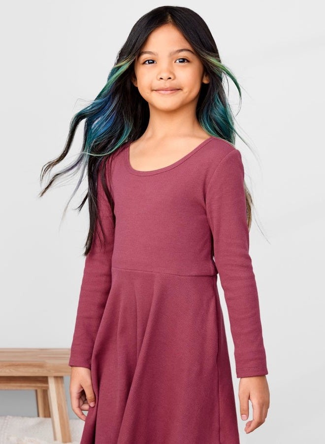 Simple Joys by Carter's Girls' Stretch Rib Dresses, Plum, Floral, 8 - Image 2