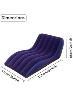 Midwest Inflatable Flocked Lounger Air Sofa, Portable Inflatable Couch, Air Sofa Bed Lazy Lounger Chair, Cozy Sleeping Camping Sofa Bed for Outdoor Hiking Beach Home Park Travel Indoor Use (BLUE)  - Image 2