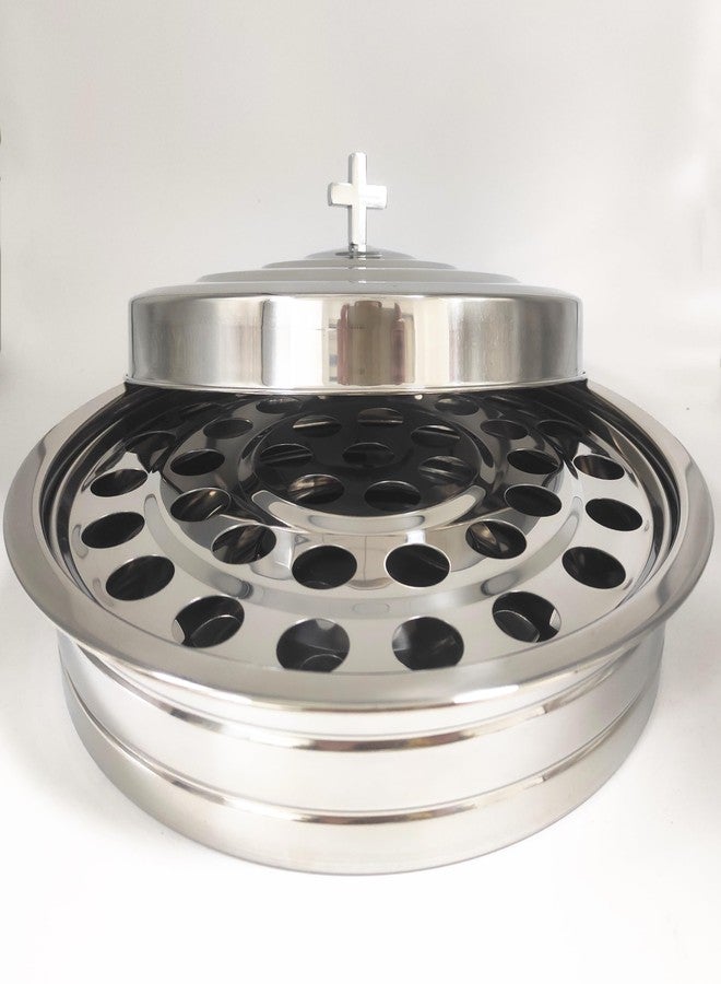 SruiSwei Premium Silver Polished Steel Communion Tray W/Cover for Church Service,Stackable Communion Serving Tray and Cover for Communion Cups,Church Communion Trays W/Lids Serving Ware Sets - Image 5