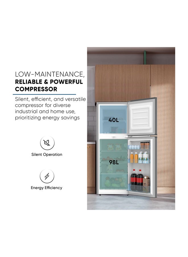 NIKAI 190L Gross / 138L Net, Double Door Refrigerator With Vegetable Crisper And Adjustable Glass Shelves, Convenient Defrosting And Temperature Control, Ideal For Kitchen, Bedroom, Office And Hotels 270 kW NRF190DN4S 190 L 270 kW NRF190DN4S Dark Silver - Image 4