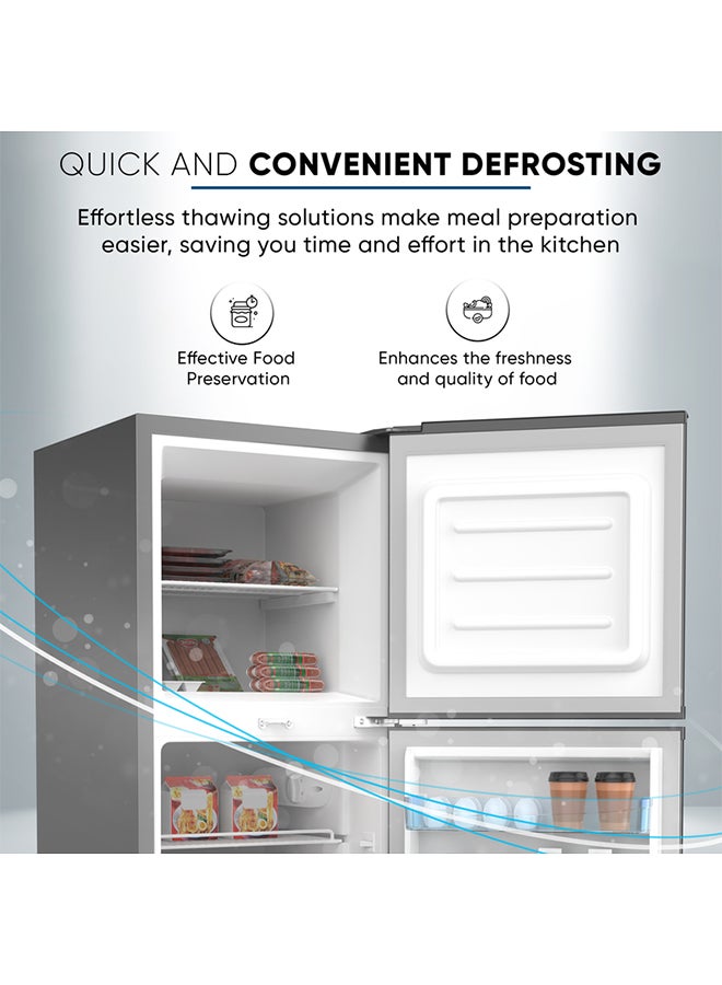 NIKAI 190L Gross / 138L Net, Double Door Refrigerator With Vegetable Crisper And Adjustable Glass Shelves, Convenient Defrosting And Temperature Control, Ideal For Kitchen, Bedroom, Office And Hotels 270 kW NRF190DN4S 190 L 270 kW NRF190DN4S Dark Silver - Image 3
