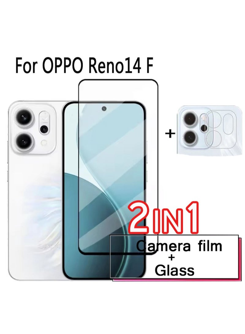 حماية الشاشة والكاميرا 2 في 1 لهاتف OPPO Reno14 F - واقي أمان شفاف بالكامل مع تغطية عالية - Image 1