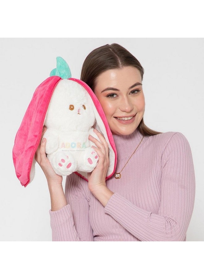 Adora - ADORA Reversible Bunny Plush Toy Cute & Versatile Stuffed Animal with Zipper, Soft Rabbit Toy Transforms into Carrot & Strawberry - Perfect Pillow & Decorative Showpiece for Home Decor 25 cm - Image 1
