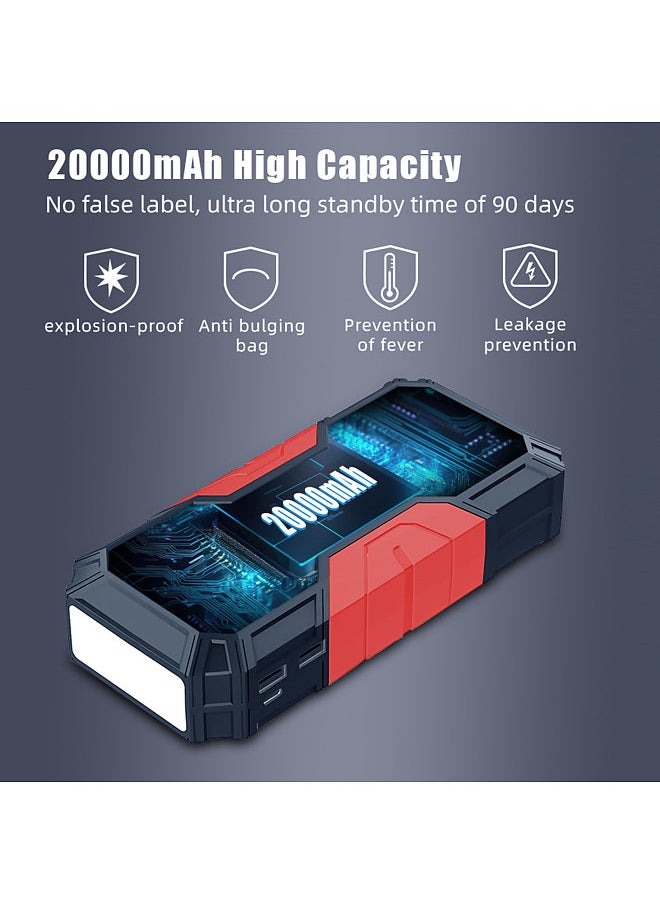 Generic - Portable Car Jump Starter 20000mAh 12V Car Battery Starter(up to 5.0L Gas, 3.5L Diesel Engines),USB Quick Charge, Fast Wireless and Flashlight - Image 1