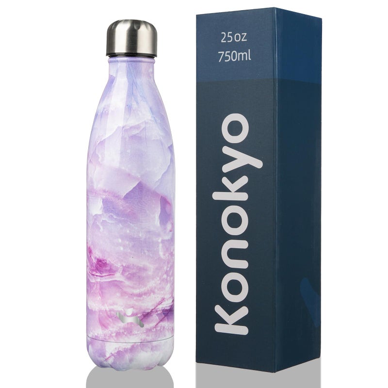Konokyo Insulated Water Bottles25 oz Double Wall Stainless Steel Vacumm Metal Flask for Sports TravelMarble Dawn