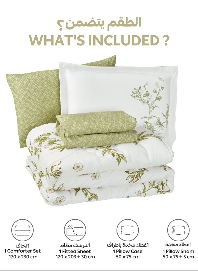 Donetella Bedding Comforter Set Single Size, 4-Pcs Bed Set Fits 120x200 Cms -Printed Bedding Set-All Season- Brushed Microfiber (طقم مفرش سرير فندقي)  - Image 3