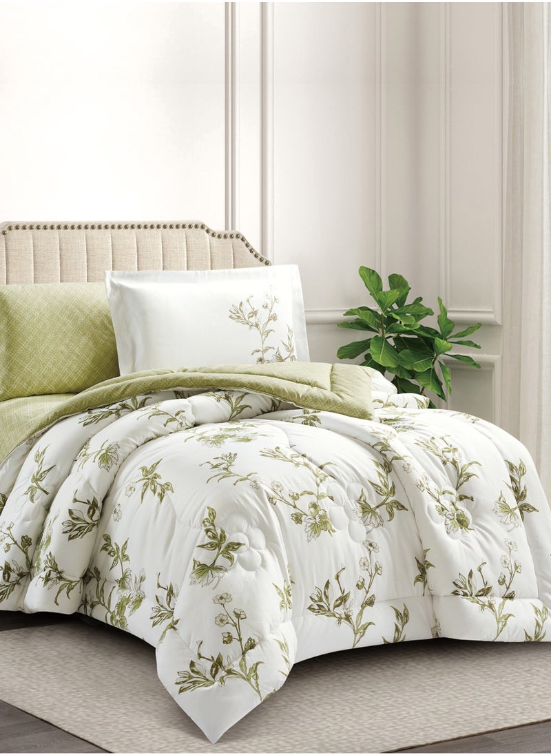 Donetella Bedding Comforter Set Single Size, 4-Pcs Bed Set Fits 120x200 Cms -Printed Bedding Set-All Season- Brushed Microfiber (طقم مفرش سرير فندقي)  - Image 1