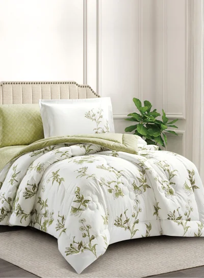 Donetella Bedding Comforter Set Single Size, 4-Pcs Bed Set Fits 120x200 Cms -Printed Bedding Set-All Season- Brushed Microfiber (طقم مفرش سرير فندقي)