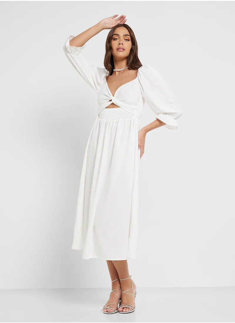 Ginger Ruffle Detail A Line Maxi Dress