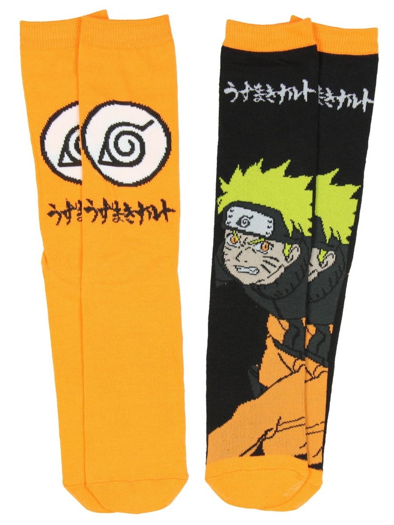 Naruto Anime Naruto Shippuden Unisex 2 Pair Crew Cut Socks Cosplay One Size - Image 1