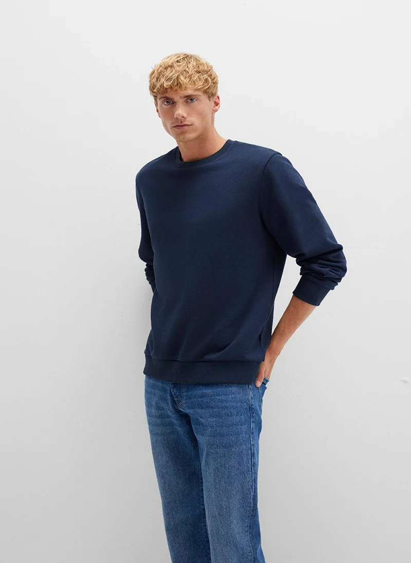 مافي Crew Neck Navy Sweatshirt