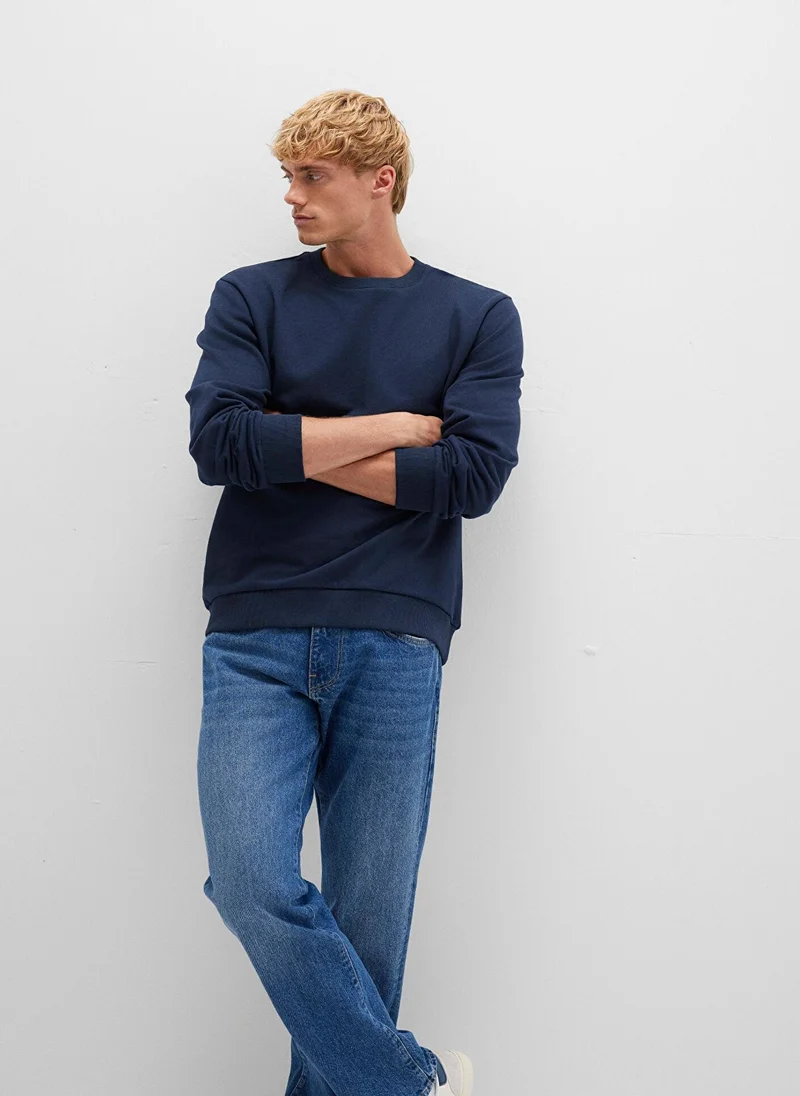 مافي Crew Neck Navy Sweatshirt