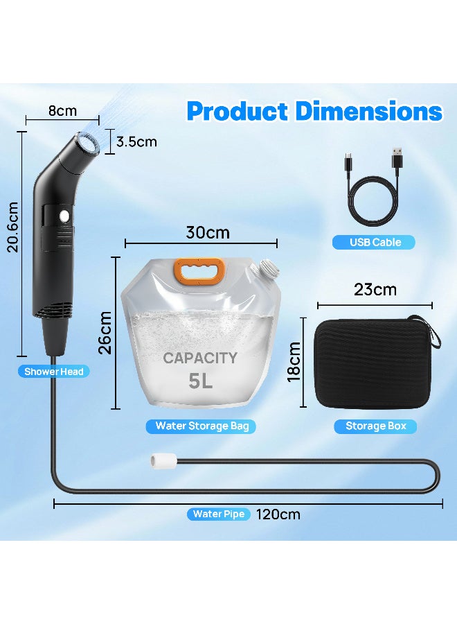 JOUDIYA Electric Travel Bidet Set, Portable Travel Bidet Sprayer with Foldable 5L Water Bag and Carry Bag, Wireless Rechargable Handheld Portable Shattef Sprayer with 1.2m Hose, 2 Models, Great for Hygiene at Home and Outdoor Travel, Camping - Image 2