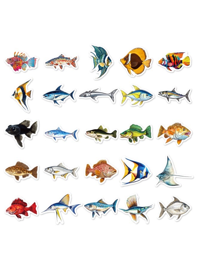 NIBEMINENT 50 Pcs Realistic Marine Fish Deco Kit Waterproof Stickers, High Definition Printing Bright Colors, Suitable for Laptop Skateboard Luggage Water Bottle Guitar DIY - Image 1