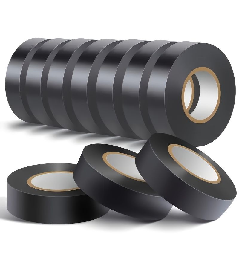 10 Pcs Heavy Duty Black Electrical Tape High Temp Resistant Flame Retardant Waterproof Insulation Tape Metallic Adhesive Coating For Outdoor Wiring Repairs DIY Professional Electrical Plastic - Image 1