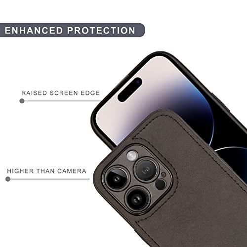 SPRIG Cases Compatible with Apple iPhone 14 Pro Matte PU Leather TPU Premium Back Cover Drop Tested Shock Proof Case for Boys and Girls with Camera Protection (Black) - Image 3