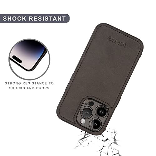 SPRIG Cases Compatible with Apple iPhone 14 Pro Matte PU Leather TPU Premium Back Cover Drop Tested Shock Proof Case for Boys and Girls with Camera Protection (Black) - Image 4