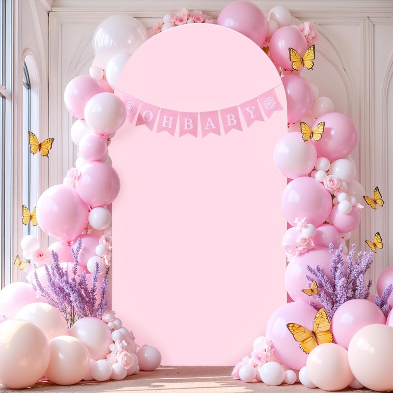 Shillance 6FT Pink Arch Backdrop Cover Spandex Fitted Arch Covers Stretchy Backdrop Round Top Chiara Backdrop for Valentines Birthday Party Ceremony Banquet Decoration - Image 4