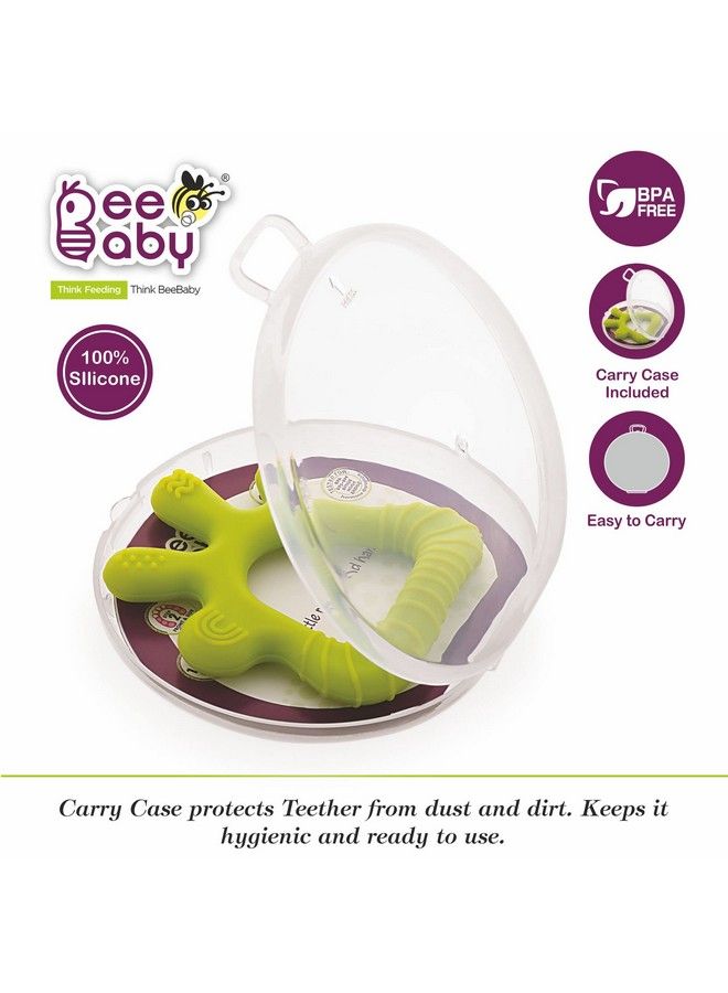Beebaby Finger Shape Soft Silicone Teether For 3 To 6Months With Storage Case Bpa Free Teething Toy For Babies With Textured Surface For Soothing Gums. 100% Food Grade (Finger Green) - Image 3