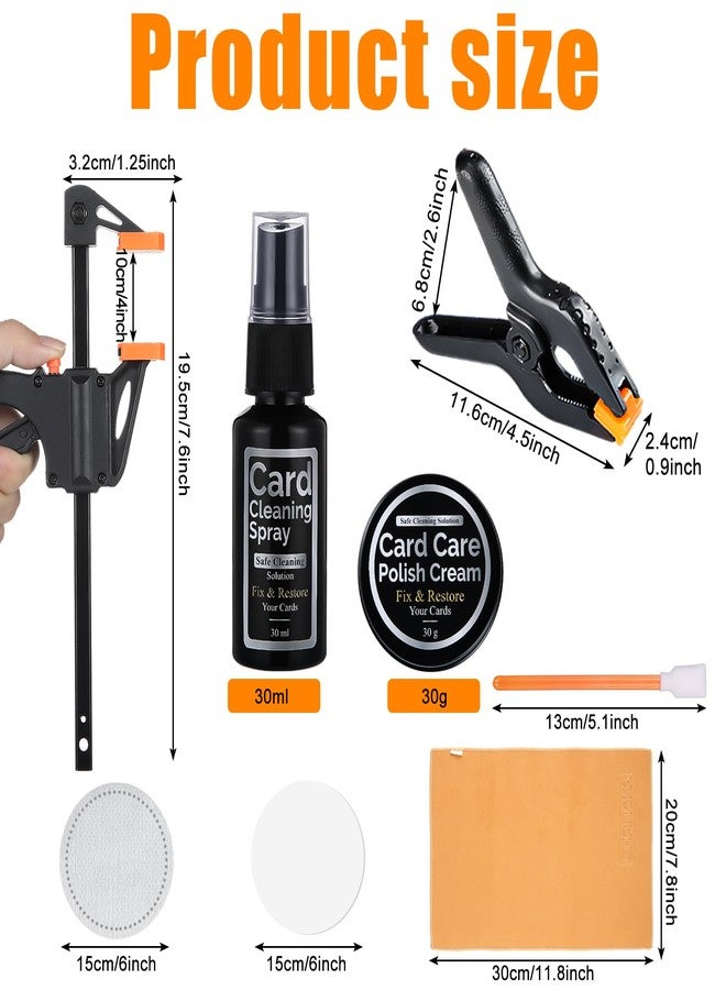 Fiwochic Trading Card Cleaning Kit Card Flattening Kit Repair Accessory Includes 2 Acrylic Discs 100 Cotton Swabs 100 Cleaning Pads 2 Polishing Paste 2 Cleaner 2 Yellow Suede Cloths 8 Small Clips - Image 2