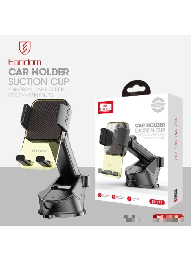 Earldom EH292 Universal Car Holder with Suction Cup – 360° Adjustable Phone Mount for Dashboard & Windshield - Image 1