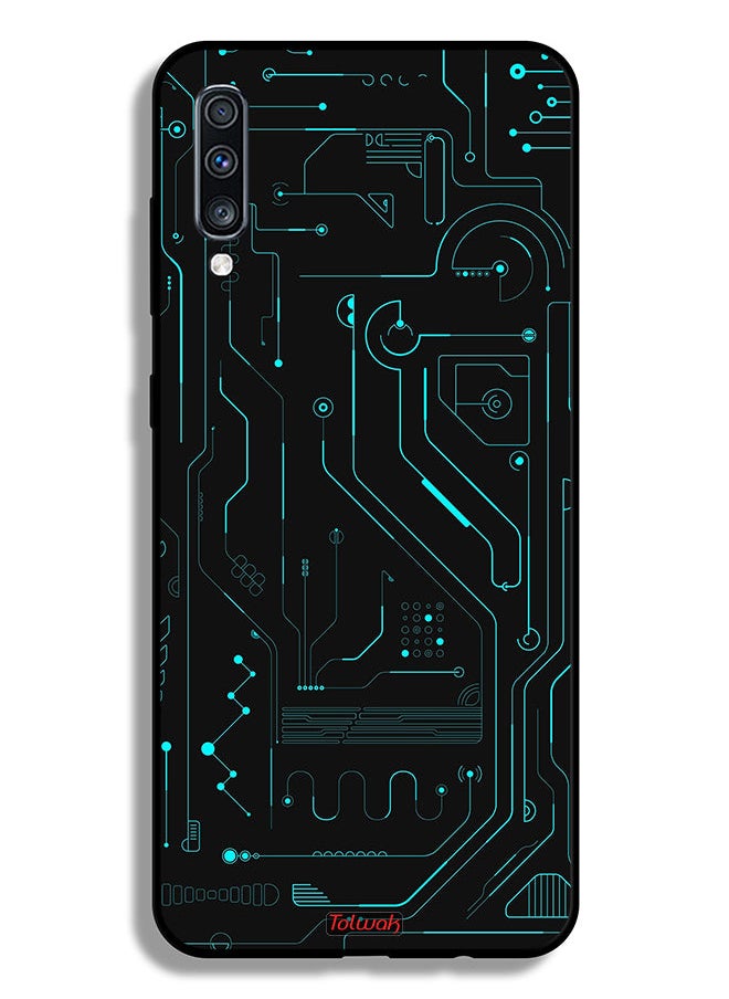 Tolwak غطاء حماية لهاتف Samsung Galaxy A70 دوائر فنية رقمية بسيطة شاشات متعددة  - Image 1