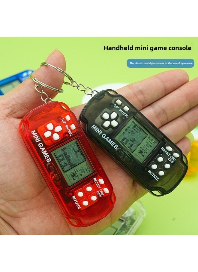null - Creative Handheld Mini Tetris Game Console PSP Game Console Electronic Toy Keychain Pendant Gift-Color:Macaron Blue - Image 1