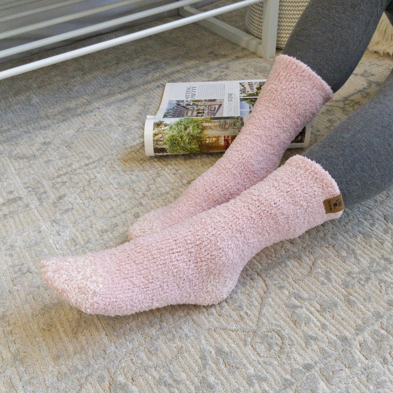 BEARPAW 4 Pair Pack Cozy Super Soft Lounge Socks Multi Pattern Crew Socks, Zinfandel - Image 2