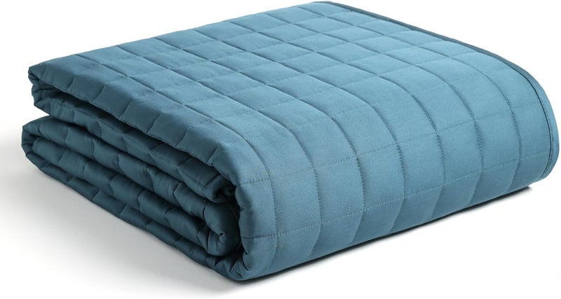 YnM Exclusive Weighted Blanket Soothing Organic Long Stapled Cotton Bed Blanket for One Person of 140lbs Ideal for QueenKing Bed 60x80 Inches 15 Pounds PeacockGrey Reversible