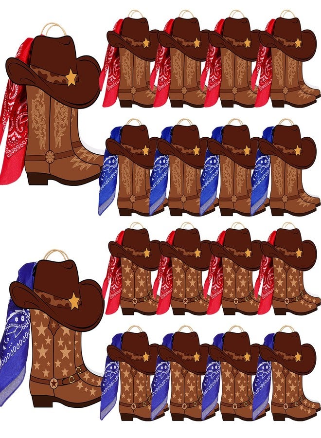 Mooliwe 32 Pcs Cowboy Cowgirl Boots Gift Paper Bags with Paisley Bandanas Western Themed Party Favors Wild West Kraft Paper Bags Bachelor Last Rodeo Party Supplies(Brown) - Image 1