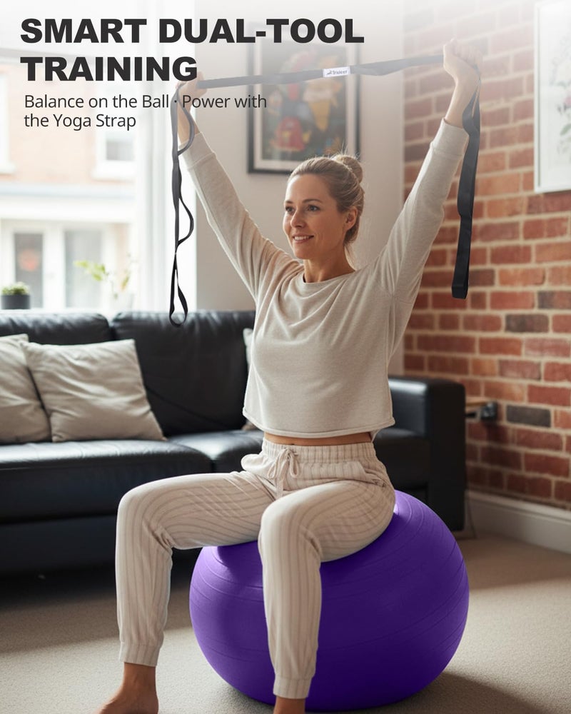 Trideer Exercise Ball for Yoga, Pilates & Fitness â€“ Stability Ball Equipment for Home Gym & Office Chair, Core & Balance Training Accessories, Physical Therapy Equipment, Quick Pump Included, 5 Sizes - Image 5