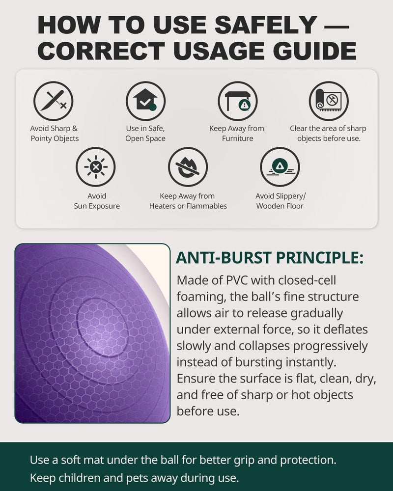 Trideer Exercise Ball for Yoga, Pilates & Fitness â€“ Stability Ball Equipment for Home Gym & Office Chair, Core & Balance Training Accessories, Physical Therapy Equipment, Quick Pump Included, 5 Sizes - Image 2