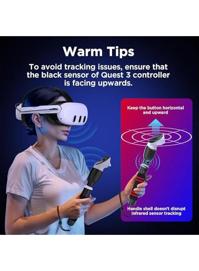 ملحقات وحدة تحكم الواقع الافتراضي لأجهزة Meta Quest 3 وOculus Quest 2 وQuest Pro وRift S - وسّع نطاق وصولك إلى Beat Saber وGorilla Tag، وعزز تجربة ألعاب الواقع الافتراضي باستخدام عصي الإمساك ذات الأ - Image 2