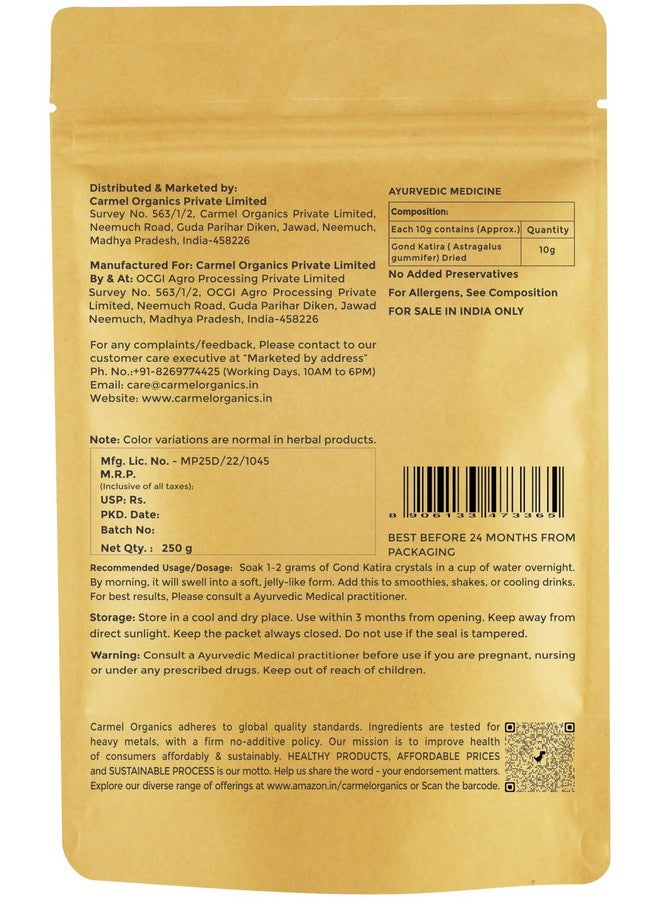 CARMEL ORGANICS CARMEL ORGANICS Gond Katira 250 g Whole | Natural Edible Superfood for Cooling Drinks & Digestion, No Added Preservatives and Additives, Non GMO  - Image 2