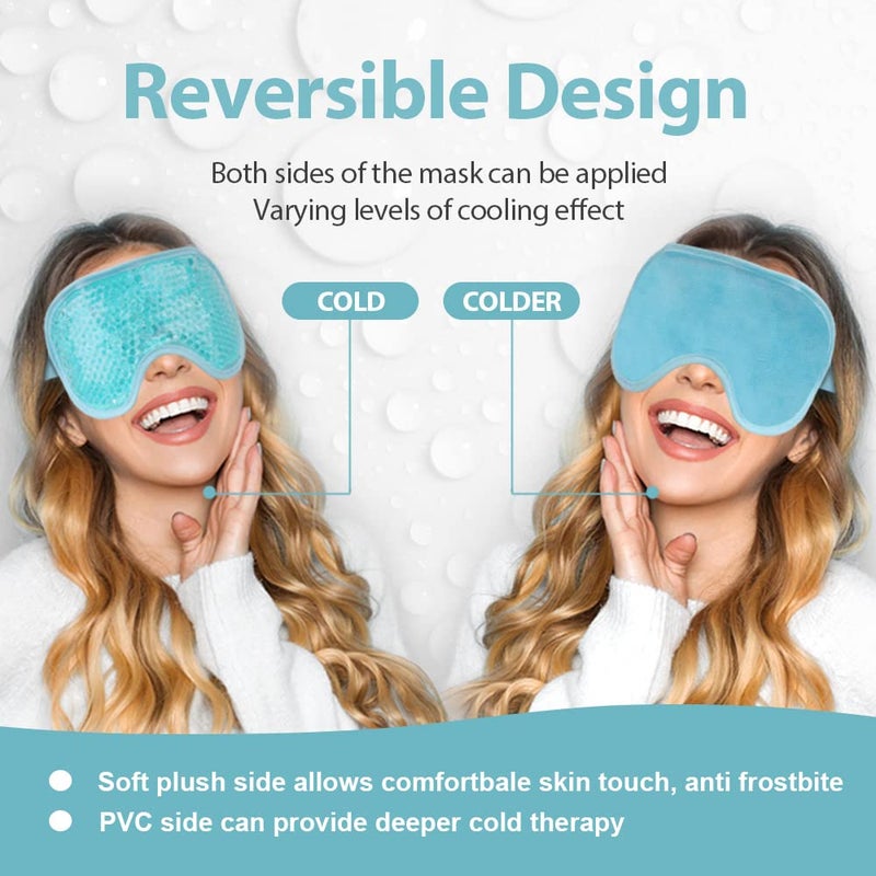 NEWGO Cold Eye Mask Cooling Eye Mask Eye Ice Pack for Puffiness, Reusable Ice Eye Mask Gel Eye Mask Frozen Eye Cold Compress for Dark Circles, Migraines, Stress Relief, Skin Care (Blue-2Pack) - Image 3