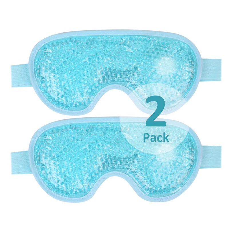 NEWGO Cold Eye Mask Cooling Eye Mask Eye Ice Pack for Puffiness, Reusable Ice Eye Mask Gel Eye Mask Frozen Eye Cold Compress for Dark Circles, Migraines, Stress Relief, Skin Care (Blue-2Pack) - Image 1
