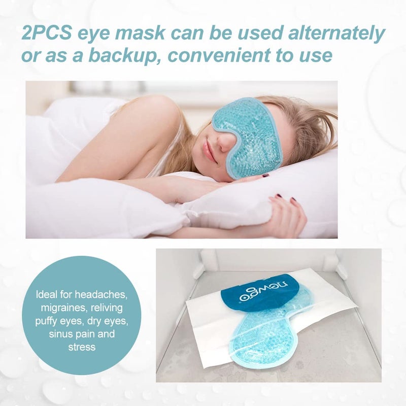 NEWGO Cold Eye Mask Cooling Eye Mask Eye Ice Pack for Puffiness, Reusable Ice Eye Mask Gel Eye Mask Frozen Eye Cold Compress for Dark Circles, Migraines, Stress Relief, Skin Care (Blue-2Pack) - Image 4