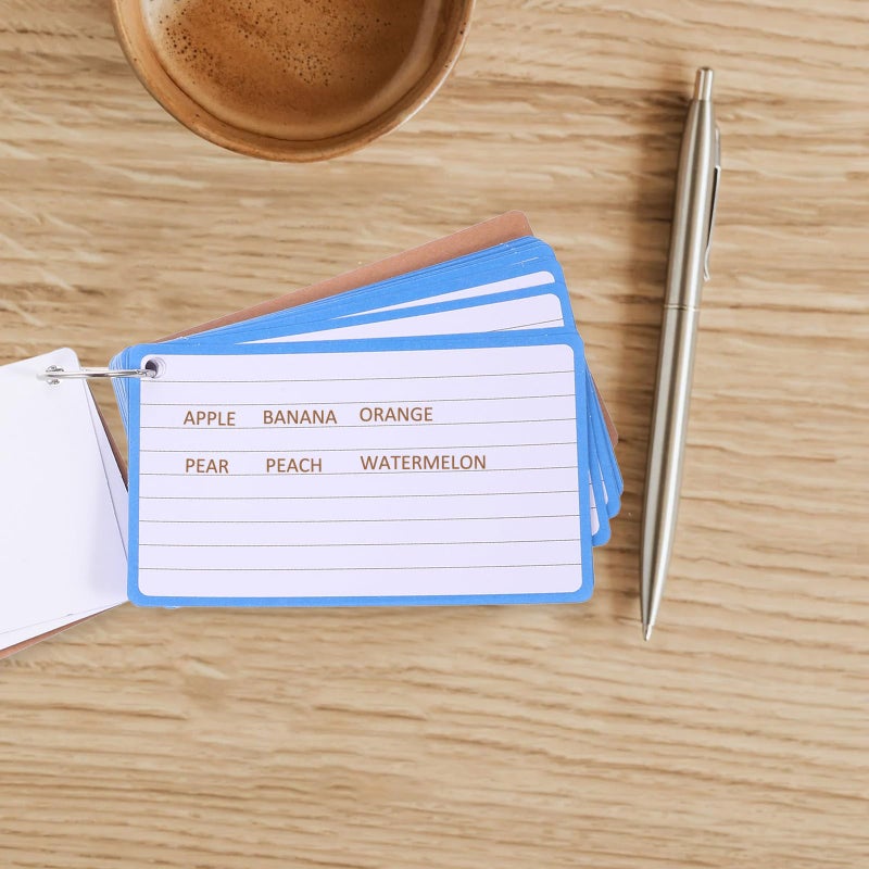 Blue Ruled Lined Index Cards With Ring 120 Paper Note Taking To Do Lists Office School - Image 3