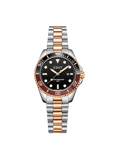 ECSTACY Women's Watch, Analog Display and Stainless Steel Strap - E24504-KBKB, Rose Gold