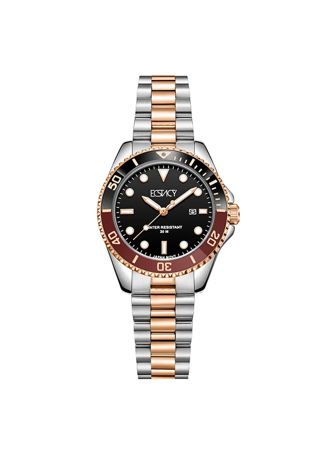 ECSTACY Women's Watch, Analog Display and Stainless Steel Strap - E24504-KBKB, Rose Gold