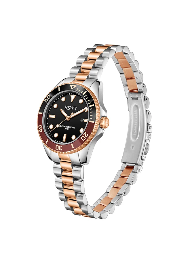 ECSTACY Women's Watch, Analog Display and Stainless Steel Strap - E24504-KBKB, Rose Gold