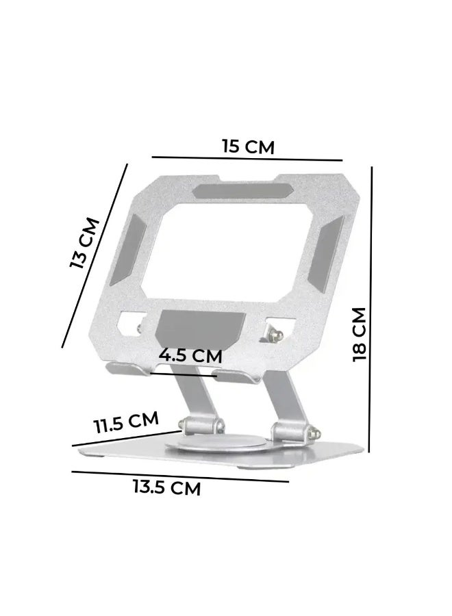 Denx Foldable tablet stand, 360-degree rotation, metal frame, adjustable angle and height, hollow cooling design - Image 3