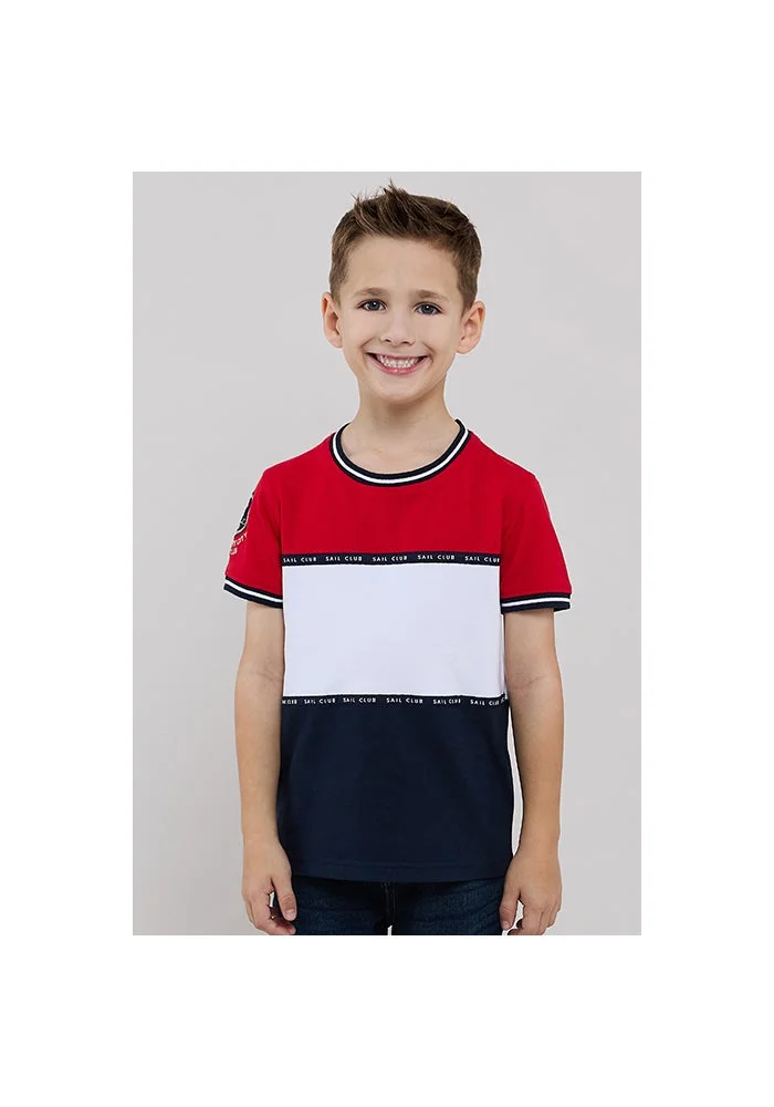 R&b Color Block T-Shirt with Crew Neck and Short Sleeves