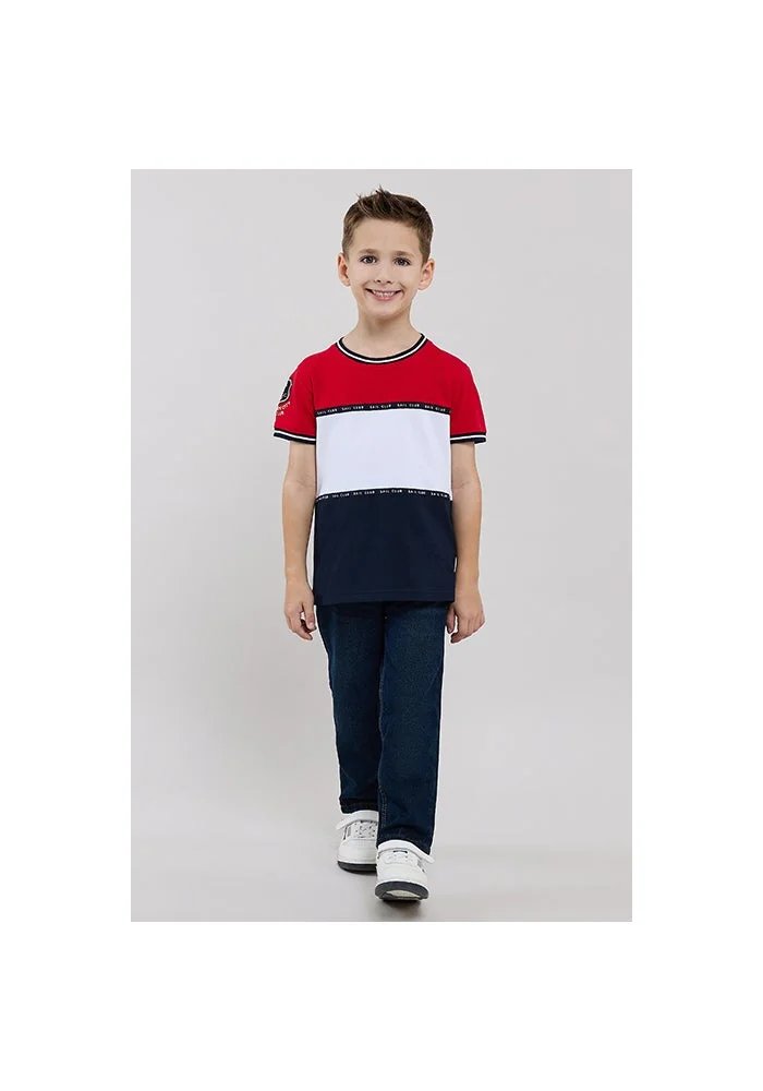 R&b Color Block T-Shirt with Crew Neck and Short Sleeves