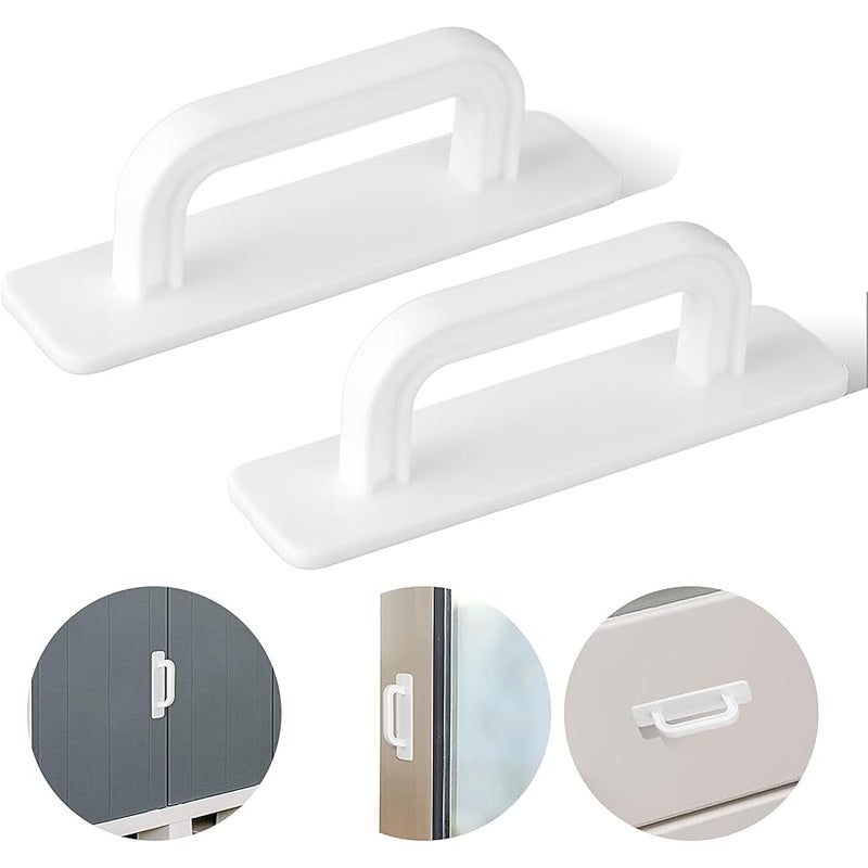Aeaocvo 2 Pack Adhesive Cabinet Handles, Stick on Handle, No Drill Cabinet Pulls Peel and Stick, Cabinet Door Handles for Cabinet Closet Glass Sliding Shower Door Handle - Image 1