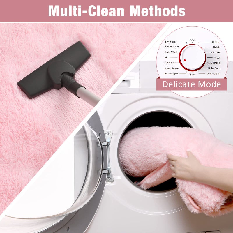 Keeko Small Fluffy Rug for Bedroom  2x4 Pink Bedside Runner Rug Non Slip Throw Rugs for Living Room Entryway Shag Fuzzy Faux Fur Washable Area Rug Indoor Carpet for Kids Girls Nursery Room Decor - Image 5